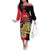 Personalised First Empire of Haiti Family Matching Off The Shoulder Long Sleeve Dress and Hawaiian Shirt Haitian Coat Of Arms 1804-1806 Tropical Flowers