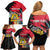 Personalised First Empire of Haiti Family Matching Off Shoulder Short Dress and Hawaiian Shirt Haitian Coat Of Arms 1804-1806 Tropical Flowers