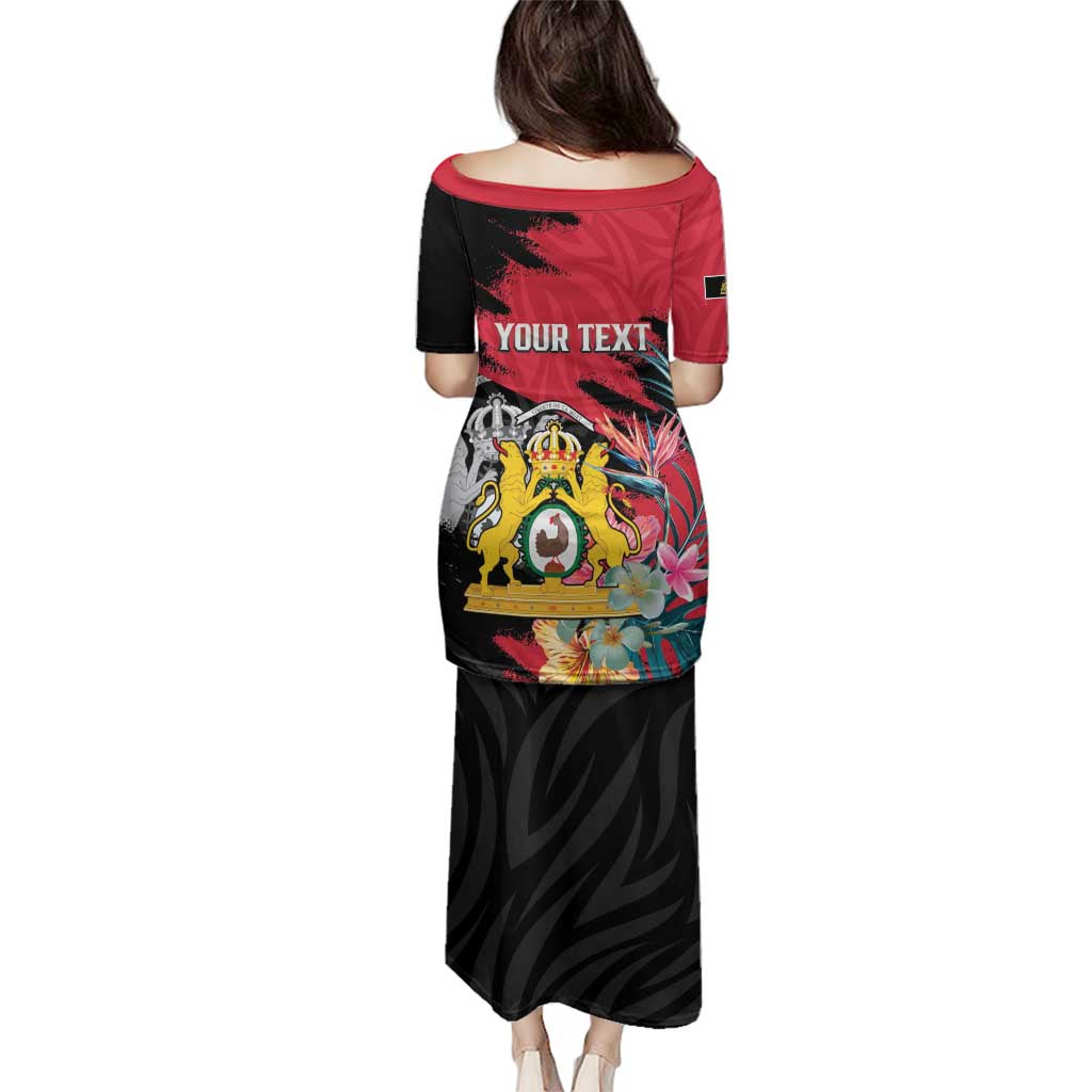 Personalised First Empire of Haiti Family Matching Puletasi and Hawaiian Shirt Haitian Coat Of Arms 1804-1806 Tropical Flowers