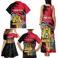 Personalised First Empire of Haiti Family Matching Tank Maxi Dress and Hawaiian Shirt Haitian Coat Of Arms 1804-1806 Tropical Flowers
