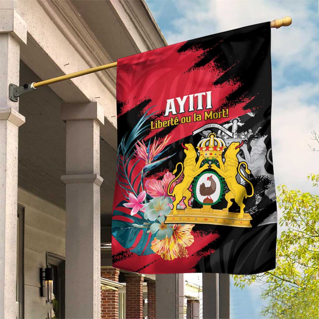 First Empire of Haiti Garden Flag Haitian Coat Of Arms 1804-1806 Tropical Flowers