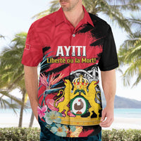 Personalised First Empire of Haiti Hawaiian Shirt Haitian Coat Of Arms 1804-1806 Tropical Flowers