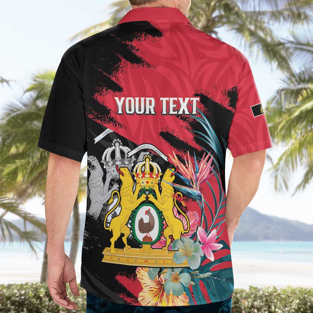 Personalised First Empire of Haiti Hawaiian Shirt Haitian Coat Of Arms 1804-1806 Tropical Flowers