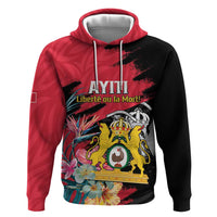 Personalised First Empire of Haiti Hoodie Haitian Coat Of Arms 1804-1806 Tropical Flowers