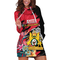 Personalised First Empire of Haiti Hoodie Dress Haitian Coat Of Arms 1804-1806 Tropical Flowers