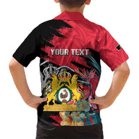 Personalised First Empire of Haiti Kid Hawaiian Shirt Haitian Coat Of Arms 1804-1806 Tropical Flowers