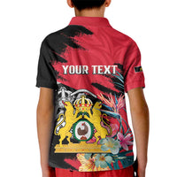 Personalised First Empire of Haiti Kid Polo Shirt Haitian Coat Of Arms 1804-1806 Tropical Flowers