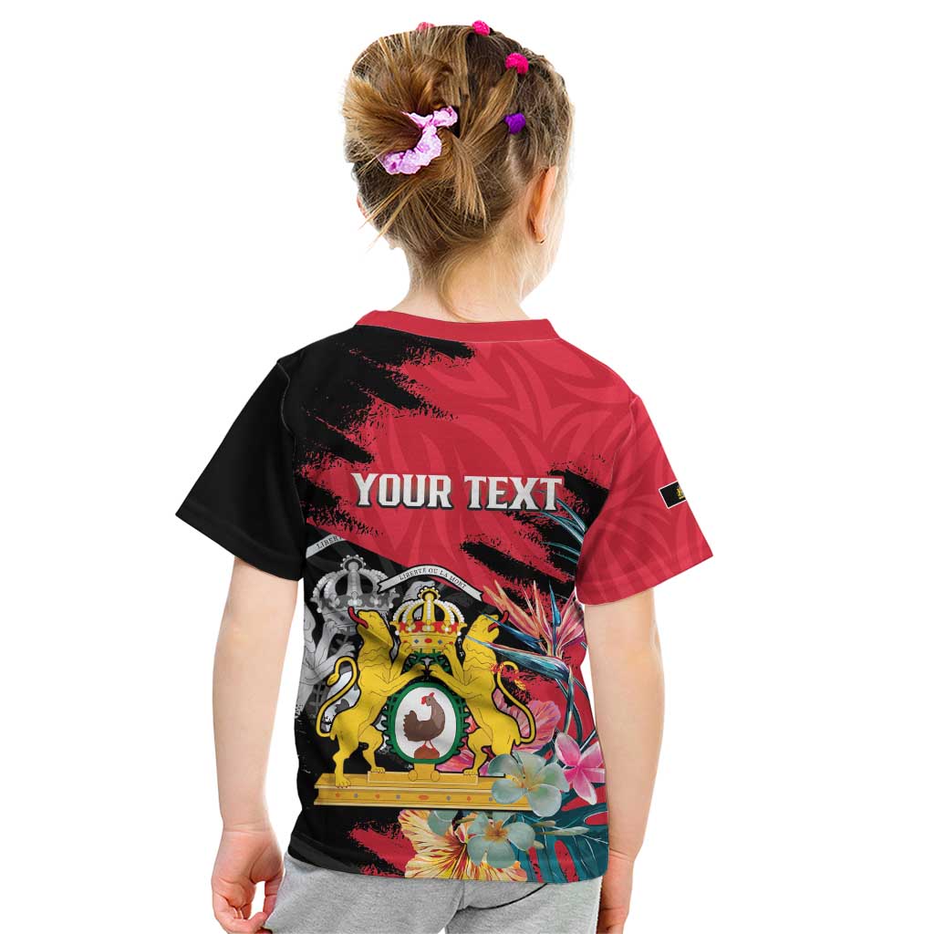 Personalised First Empire of Haiti Kid T Shirt Haitian Coat Of Arms 1804-1806 Tropical Flowers