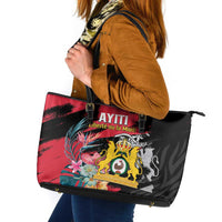 First Empire of Haiti Leather Tote Bag Haitian Coat Of Arms 1804-1806 Tropical Flowers