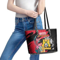 First Empire of Haiti Leather Tote Bag Haitian Coat Of Arms 1804-1806 Tropical Flowers
