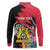 Personalised First Empire of Haiti Long Sleeve Polo Shirt Haitian Coat Of Arms 1804-1806 Tropical Flowers