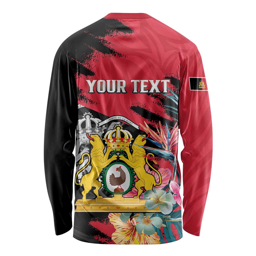 Personalised First Empire of Haiti Long Sleeve Shirt Haitian Coat Of Arms 1804-1806 Tropical Flowers
