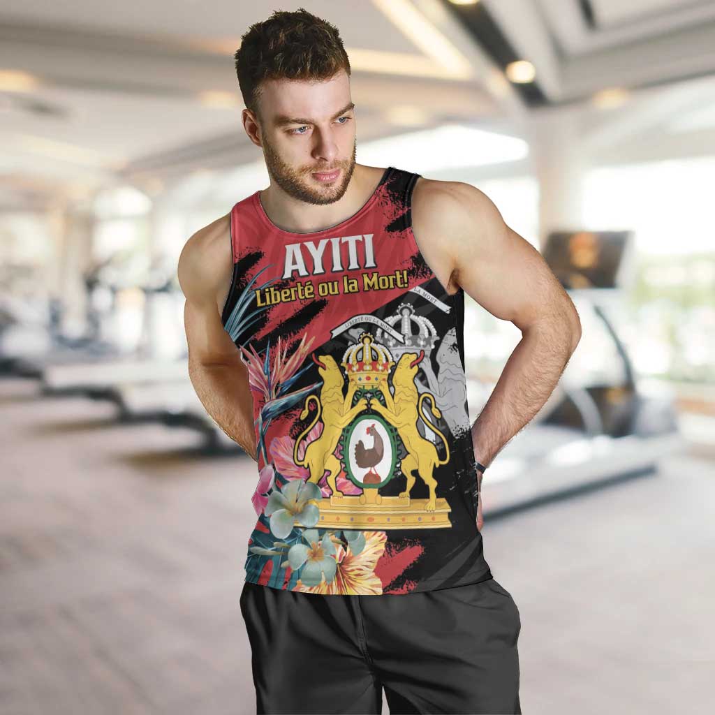 Personalised First Empire of Haiti Men Tank Top Haitian Coat Of Arms 1804-1806 Tropical Flowers
