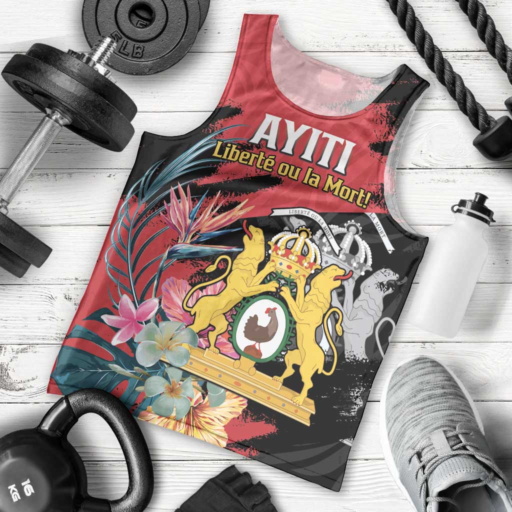 Personalised First Empire of Haiti Men Tank Top Haitian Coat Of Arms 1804-1806 Tropical Flowers