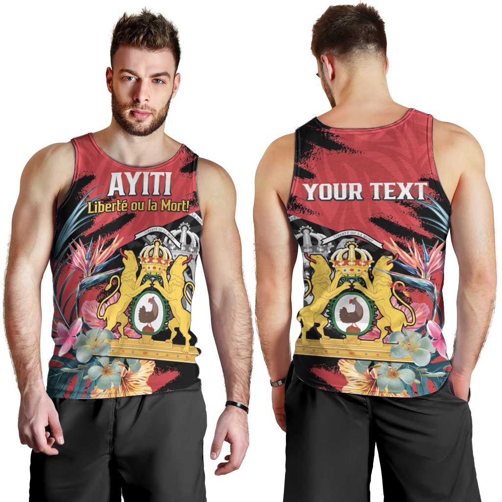Personalised First Empire of Haiti Men Tank Top Haitian Coat Of Arms 1804-1806 Tropical Flowers