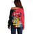 Personalised First Empire of Haiti Off Shoulder Sweater Haitian Coat Of Arms 1804-1806 Tropical Flowers