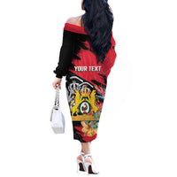 Personalised First Empire of Haiti Off The Shoulder Long Sleeve Dress Haitian Coat Of Arms 1804-1806 Tropical Flowers