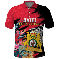 Personalised First Empire of Haiti Polo Shirt Haitian Coat Of Arms 1804-1806 Tropical Flowers