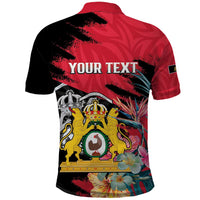 Personalised First Empire of Haiti Polo Shirt Haitian Coat Of Arms 1804-1806 Tropical Flowers