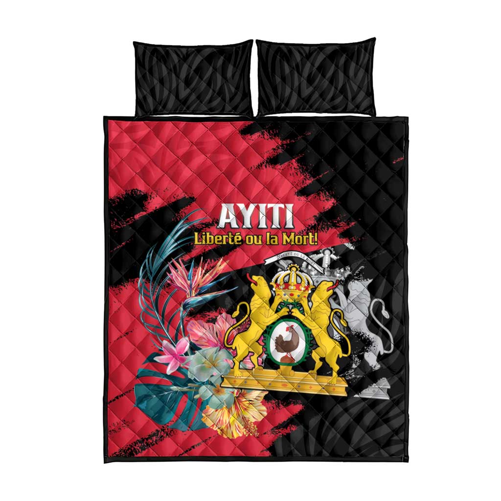 First Empire of Haiti Quilt Bed Set Haitian Coat Of Arms 1804-1806 Tropical Flowers