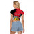 Personalised First Empire of Haiti Raglan Cropped T Shirt Haitian Coat Of Arms 1804-1806 Tropical Flowers