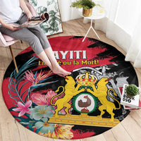 First Empire of Haiti Round Carpet Haitian Coat Of Arms 1804-1806 Tropical Flowers