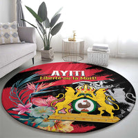 First Empire of Haiti Round Carpet Haitian Coat Of Arms 1804-1806 Tropical Flowers