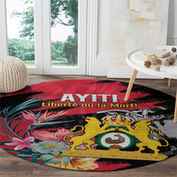 First Empire of Haiti Round Carpet Haitian Coat Of Arms 1804-1806 Tropical Flowers