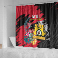 First Empire of Haiti Shower Curtain Haitian Coat Of Arms 1804-1806 Tropical Flowers