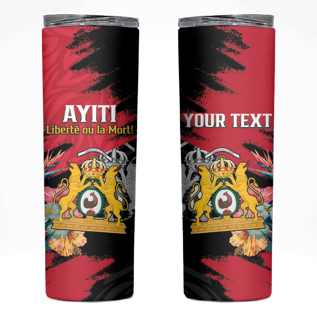 Personalised First Empire of Haiti Skinny Tumbler Haitian Coat Of Arms 1804-1806 Tropical Flowers