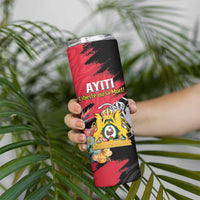 Personalised First Empire of Haiti Skinny Tumbler Haitian Coat Of Arms 1804-1806 Tropical Flowers