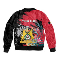 Personalised First Empire of Haiti Sleeve Zip Bomber Jacket Haitian Coat Of Arms 1804-1806 Tropical Flowers