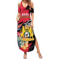 Personalised First Empire of Haiti Summer Maxi Dress Haitian Coat Of Arms 1804-1806 Tropical Flowers