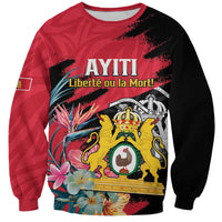 Personalised First Empire of Haiti Sweatshirt Haitian Coat Of Arms 1804-1806 Tropical Flowers