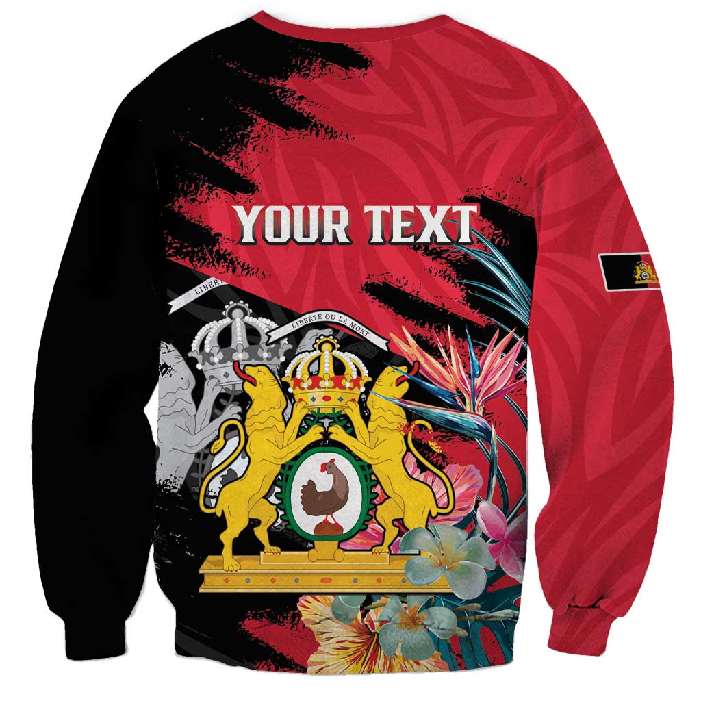 Personalised First Empire of Haiti Sweatshirt Haitian Coat Of Arms 1804-1806 Tropical Flowers