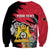 Personalised First Empire of Haiti Sweatshirt Haitian Coat Of Arms 1804-1806 Tropical Flowers