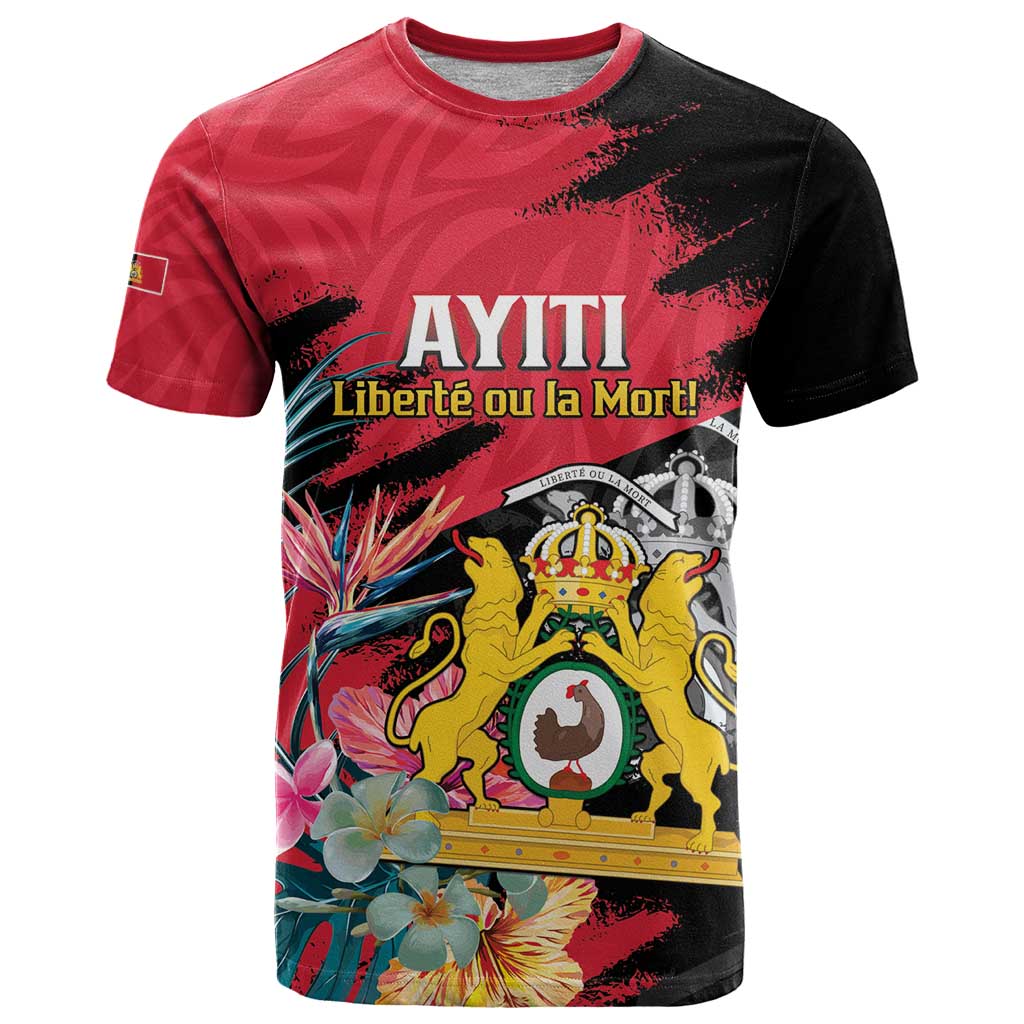 Personalised First Empire of Haiti T Shirt Haitian Coat Of Arms 1804-1806 Tropical Flowers