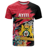 Personalised First Empire of Haiti T Shirt Haitian Coat Of Arms 1804-1806 Tropical Flowers