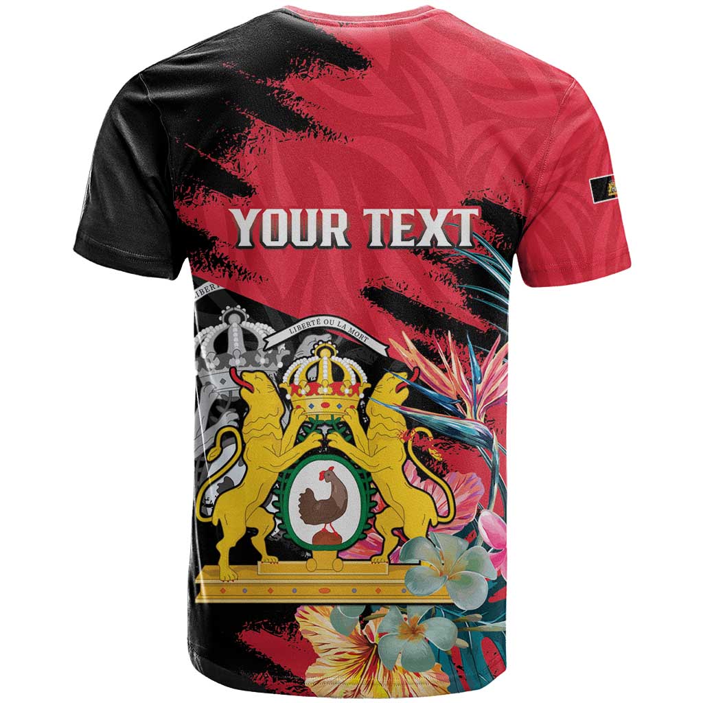 Personalised First Empire of Haiti T Shirt Haitian Coat Of Arms 1804-1806 Tropical Flowers