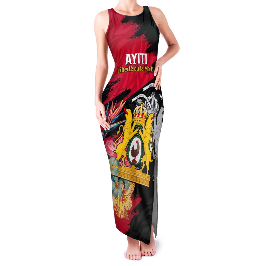 Personalised First Empire of Haiti Tank Maxi Dress Haitian Coat Of Arms 1804-1806 Tropical Flowers