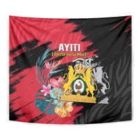 First Empire of Haiti Tapestry Haitian Coat Of Arms 1804-1806 Tropical Flowers
