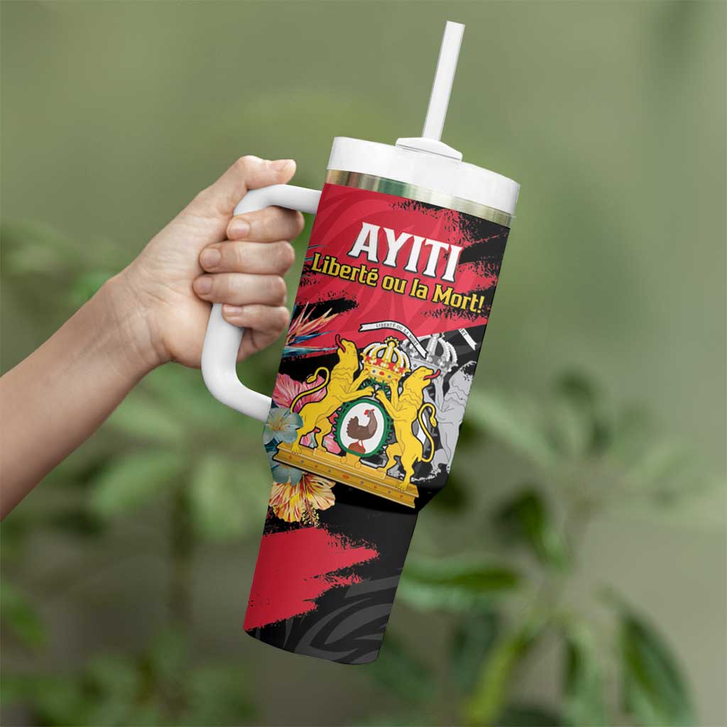 Personalised First Empire of Haiti Tumbler With Handle Haitian Coat Of Arms 1804-1806 Tropical Flowers