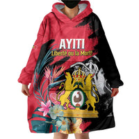 Personalised First Empire of Haiti Wearable Blanket Hoodie Haitian Coat Of Arms 1804-1806 Tropical Flowers