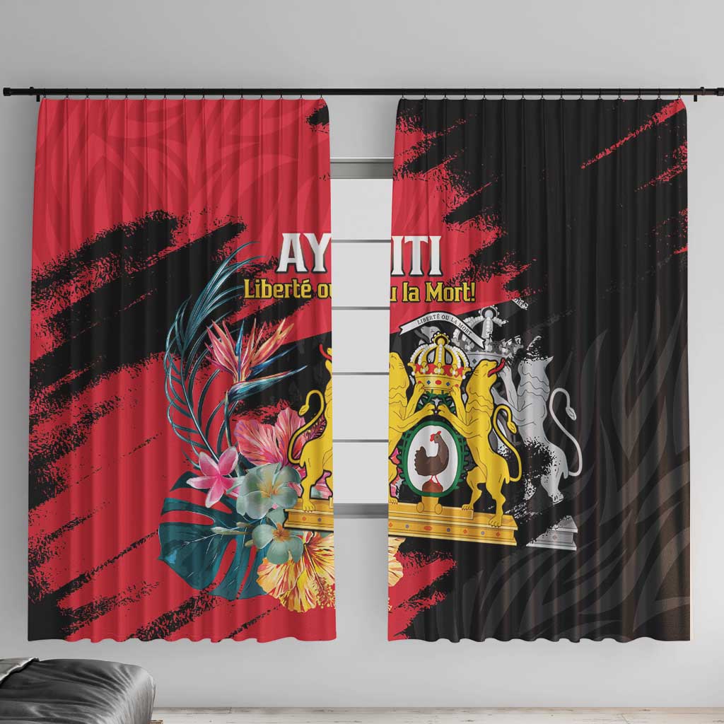 First Empire of Haiti Window Curtain Haitian Coat Of Arms 1804-1806 Tropical Flowers