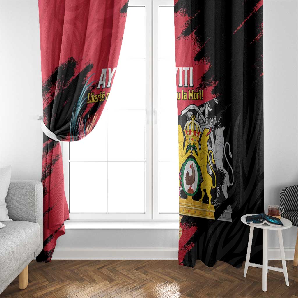 First Empire of Haiti Window Curtain Haitian Coat Of Arms 1804-1806 Tropical Flowers