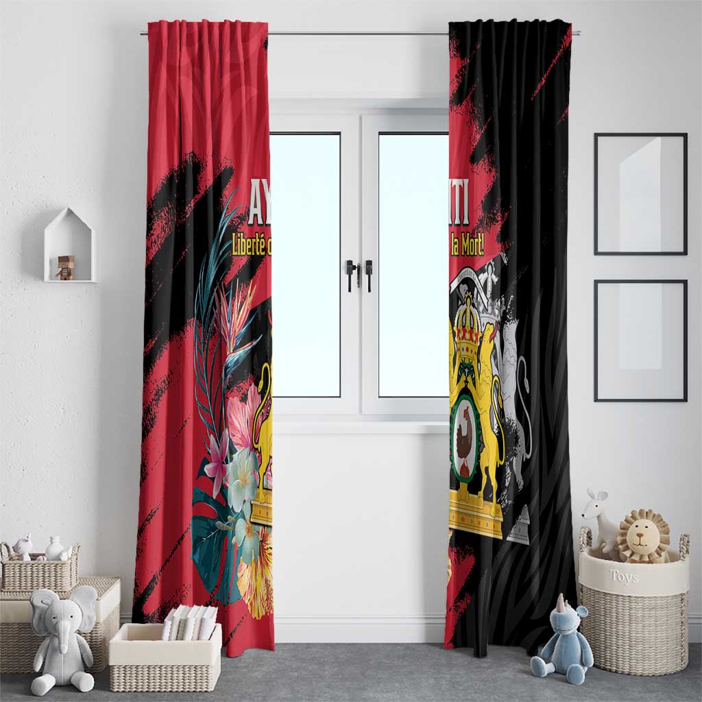 First Empire of Haiti Window Curtain Haitian Coat Of Arms 1804-1806 Tropical Flowers