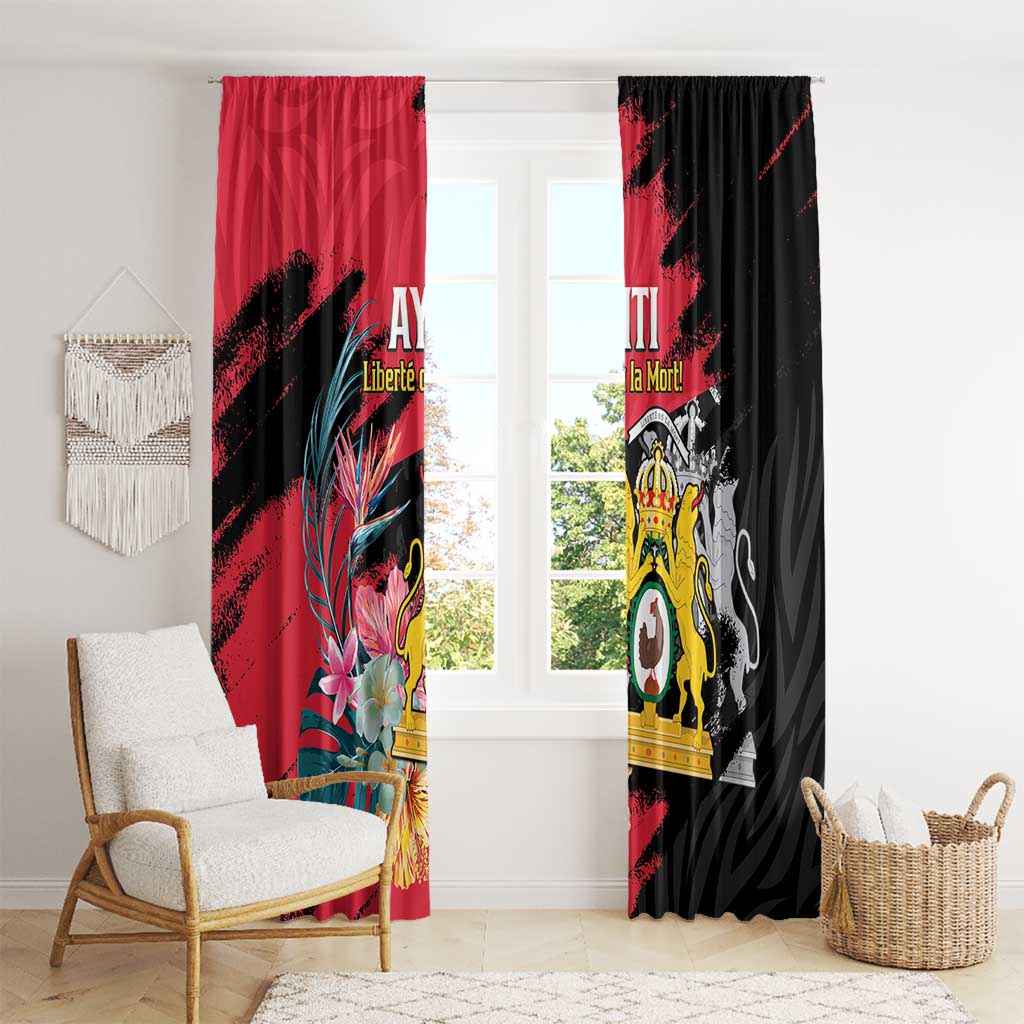 First Empire of Haiti Window Curtain Haitian Coat Of Arms 1804-1806 Tropical Flowers
