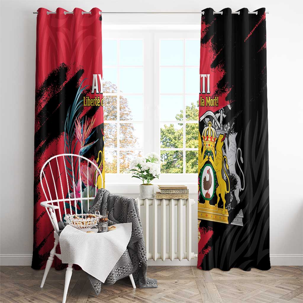 First Empire of Haiti Window Curtain Haitian Coat Of Arms 1804-1806 Tropical Flowers