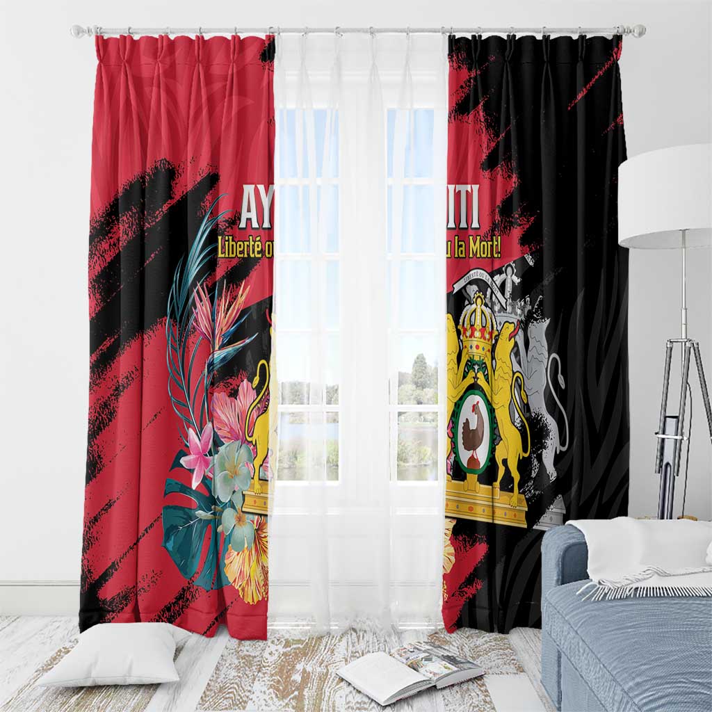 First Empire of Haiti Window Curtain Haitian Coat Of Arms 1804-1806 Tropical Flowers