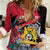 Personalised First Empire of Haiti Women Casual Shirt Haitian Coat Of Arms 1804-1806 Tropical Flowers